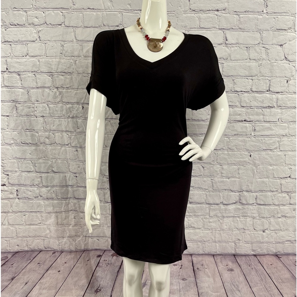 Plus Size V Neck Short Sleeve Dress Various - Picture 7 of 12